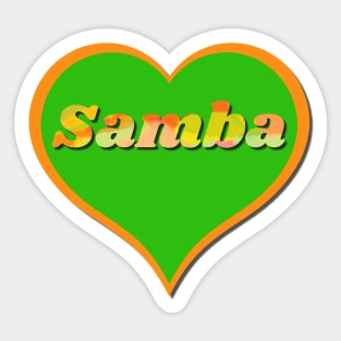 Samba heart in green and orange for samba dancers Sticker